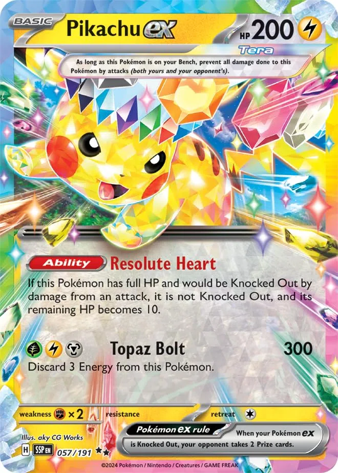Pokemon - Pikachu ex 057/191 - Surging Sparks - Tera Double Rare - Carta singola in lamina