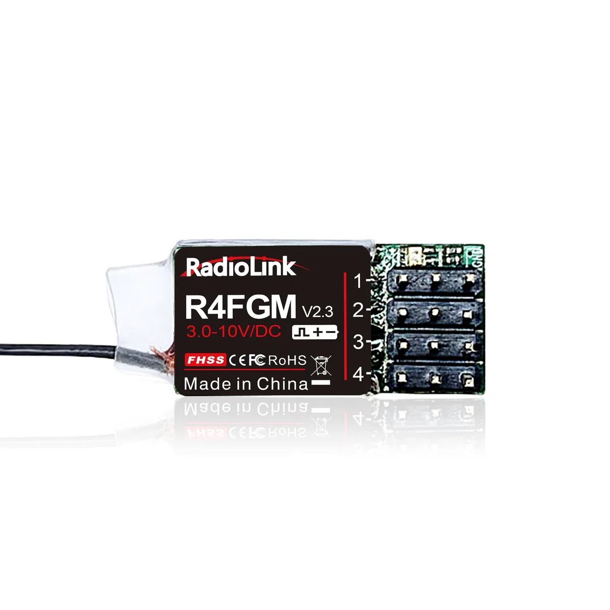 Radiolink R4FGM V2.1 2.4Ghz 4 Canali RC Gyro Ricevitore per Mini RC Auto 400m Controllo a Lungo Raggio per RC Telecomando RC8X/RC6GS V3/RC4GS V3