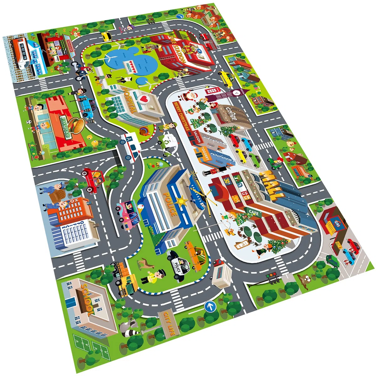 Oriate Tappeto da Gioco Moderno per Bambini, Interazione Genitore-Figlio, Traffico Stradale Educativo, Vita in Città 552-C