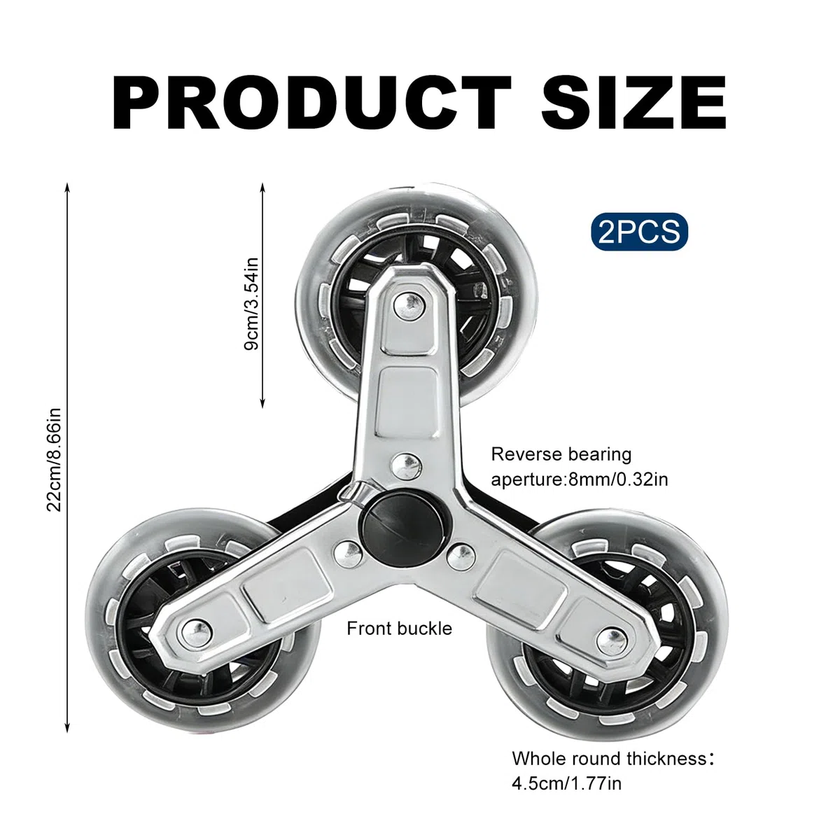 2 pezzi di ricambio triangolo per salire le scale in acciaio inox: ruota di ricambio per scalare le scale con fibbia, liscia e silenziosa, carrello triangolare ruote per mobili, biancheria