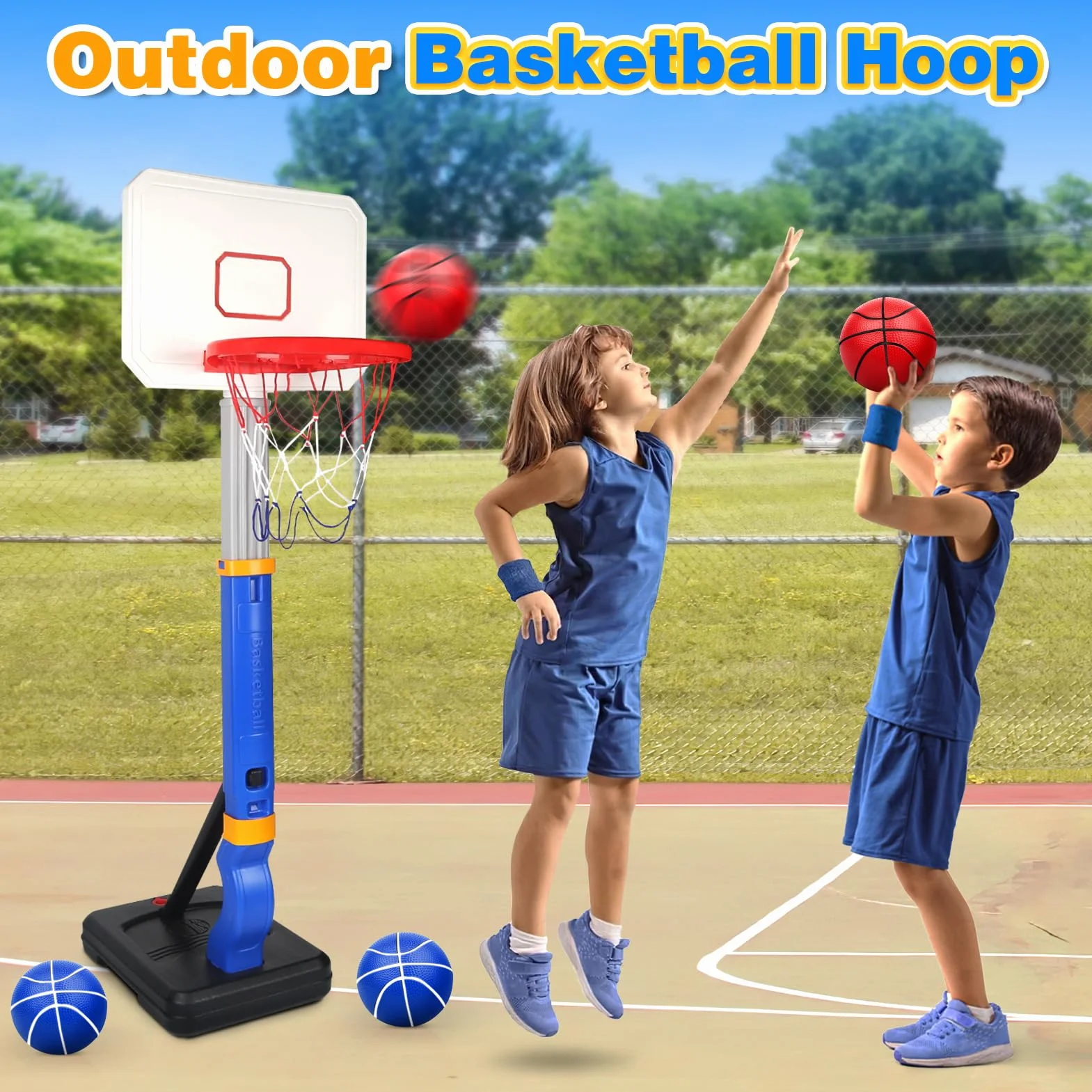 YIMORE Canestro Basket Bambini, Canestro Basket Per Interni Da Esterno Con Supporto, Altezza Regolabile 70-138 CM, Mini Canestro Basket Da Camera Per Giochi Per Bambini Dai 3 Agli 8 Anni