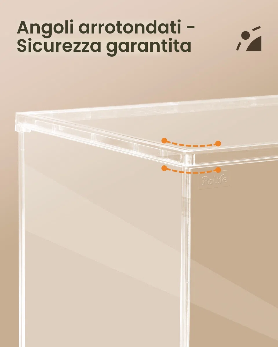 Rolife Vetrina in Acrilico DF03L - Vetrina Antipolvere con Porte, Spazio Utilizzabile Interno 10,63 × 8,63 × 8,86 pollici, Adatta a Case Miniature, Blind Box, Pop Figure & Collezioni