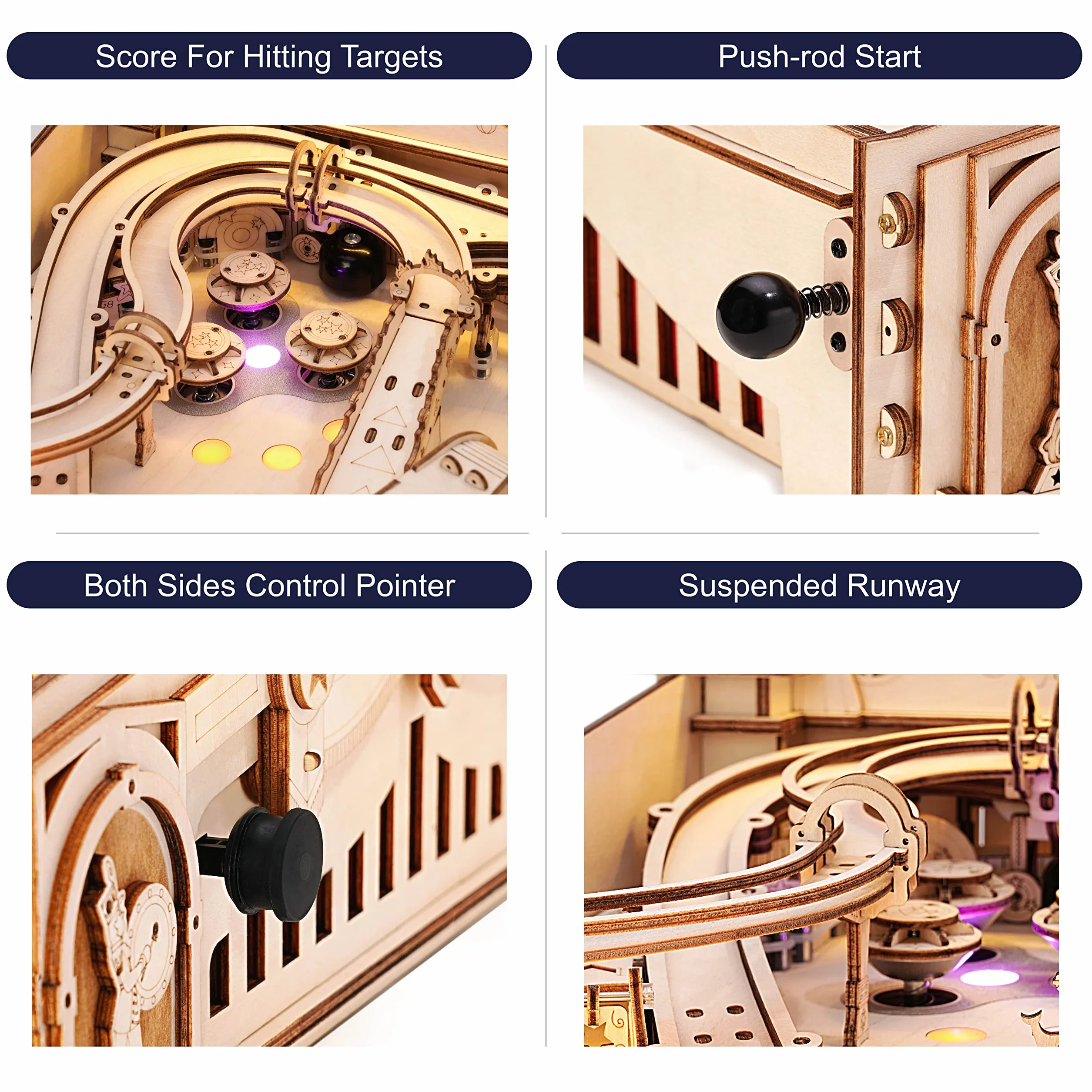 ROKR Pinball Flipper Kit di Modellismo DIY-Puzzle 3D Legno Adulti-Idea Regalo Per Uomo Marito Padre (EG01)