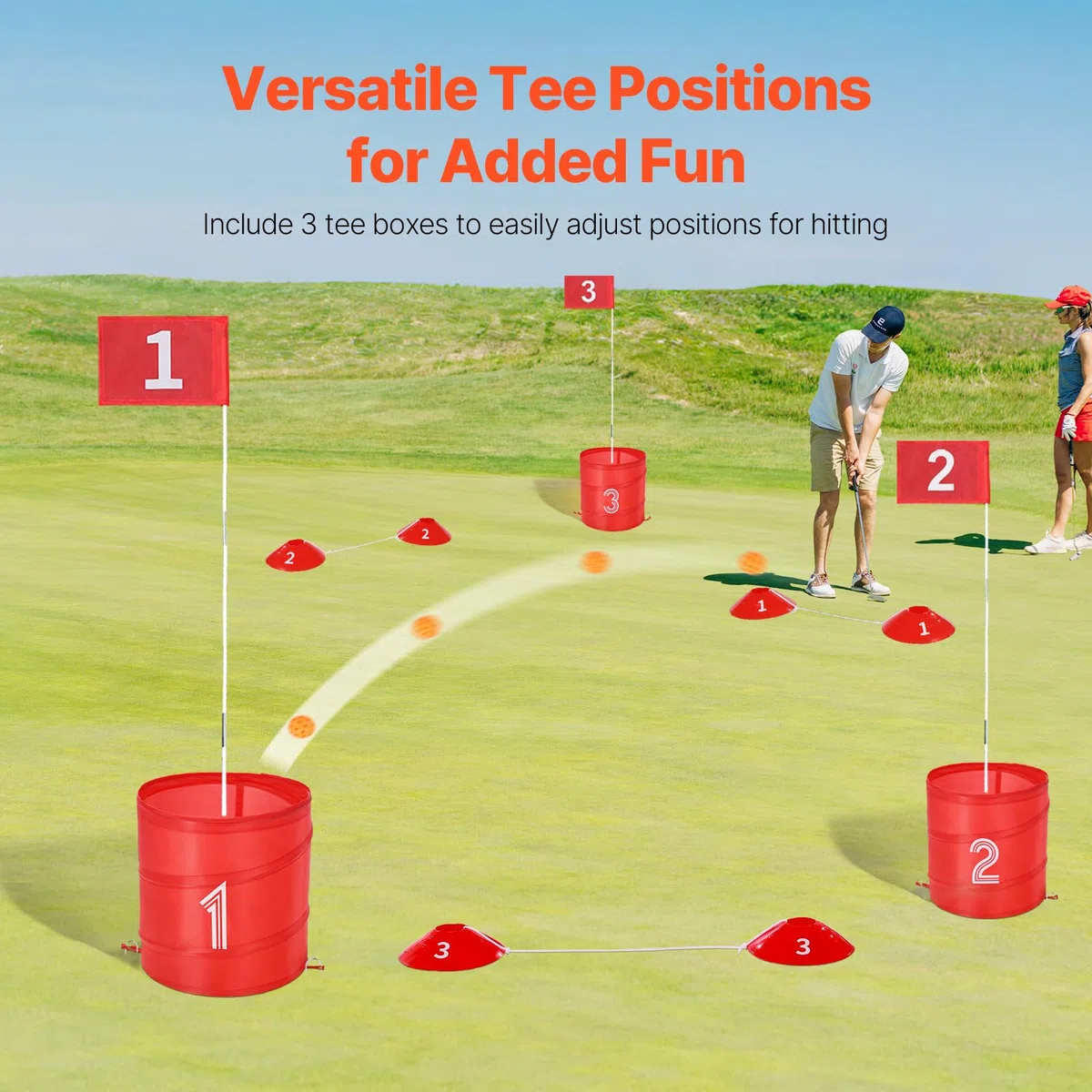 VEVOR Gioco da Golf da Giardino, Campo da Golf a 3 Buche, Giochi di Pratica del Gioco del Golf con Secchio per Famiglie, Adulti e Bambini, Gioco di Golf Portatile per Esterni per Cortile, Campeggio