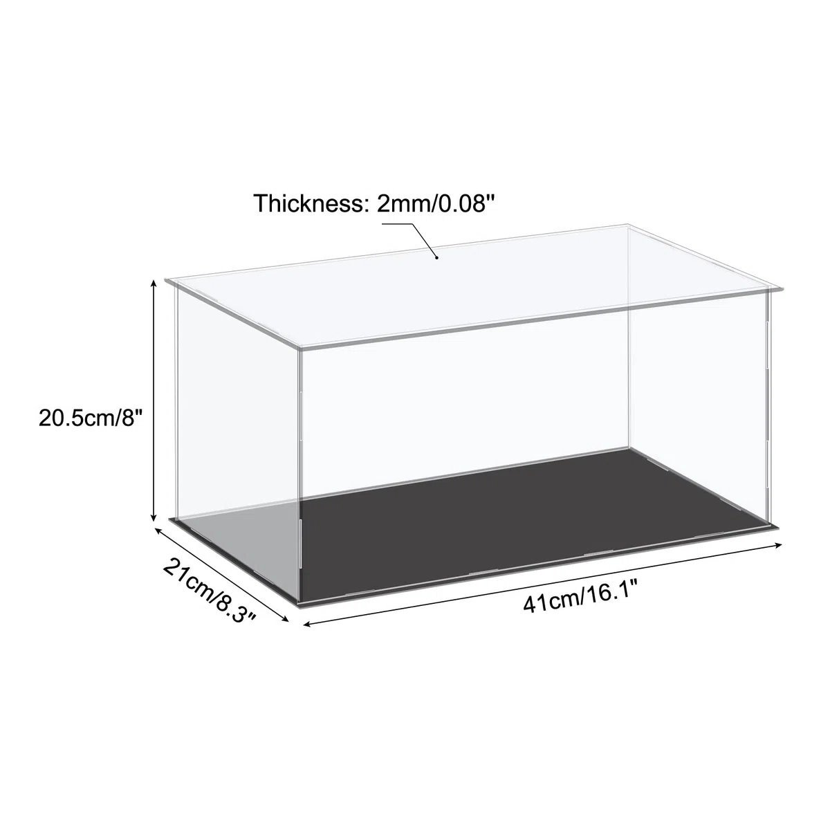 sourcing map - Vetrina in acrilico con custodia in plastica a cubo, scatola di stoccaggio trasparente piccola, assemblaggio antipolvere, vetrina 41x21x20.5cm per articoli da collezione