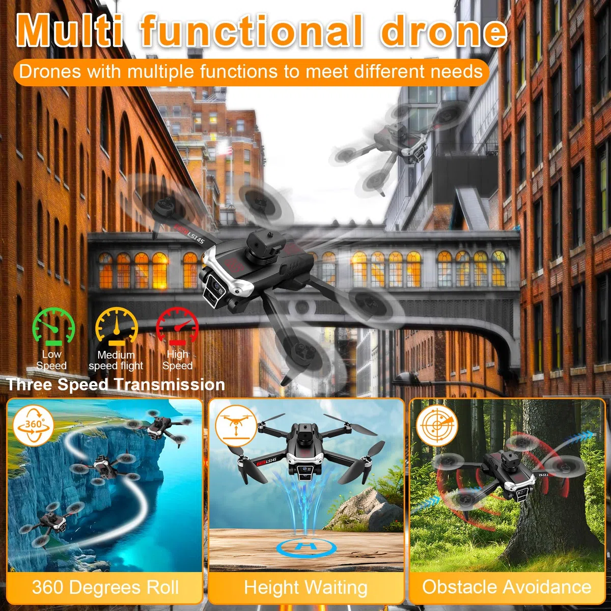 Drone con Telecamera HD 1080P Pieghevole, Droni con Motore Brushless, Auto Hover, Mini RC Quadcopter Telecomandati Droni per Principianti e Bambini/Adulti, Giocattoli Regalo per Ragazzo e Uomo
