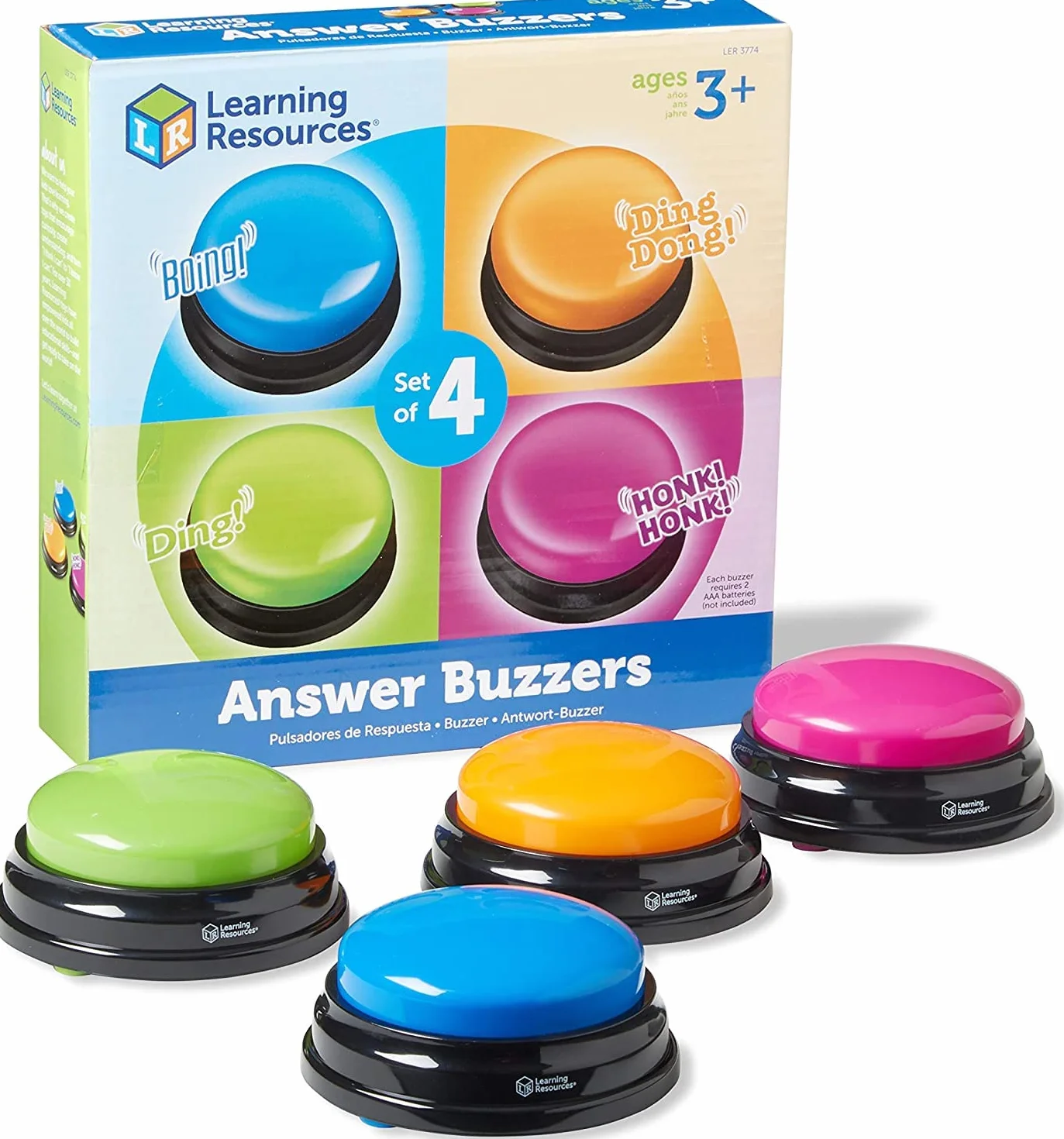 Learning Resources Pulsanti Quiz 4 Buzzer Sonori per Giochi attività Estive