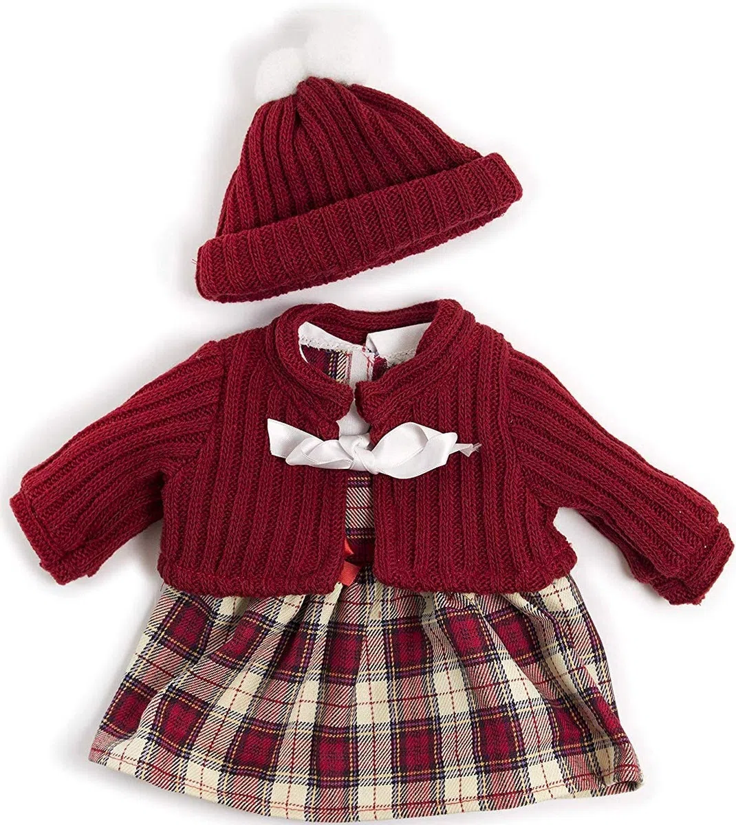 Miniland-Set Freddo Abito 40 cm Vestito per Bambole 38 cm, Colore Rosso, 3 - 6 anni, MLE31558