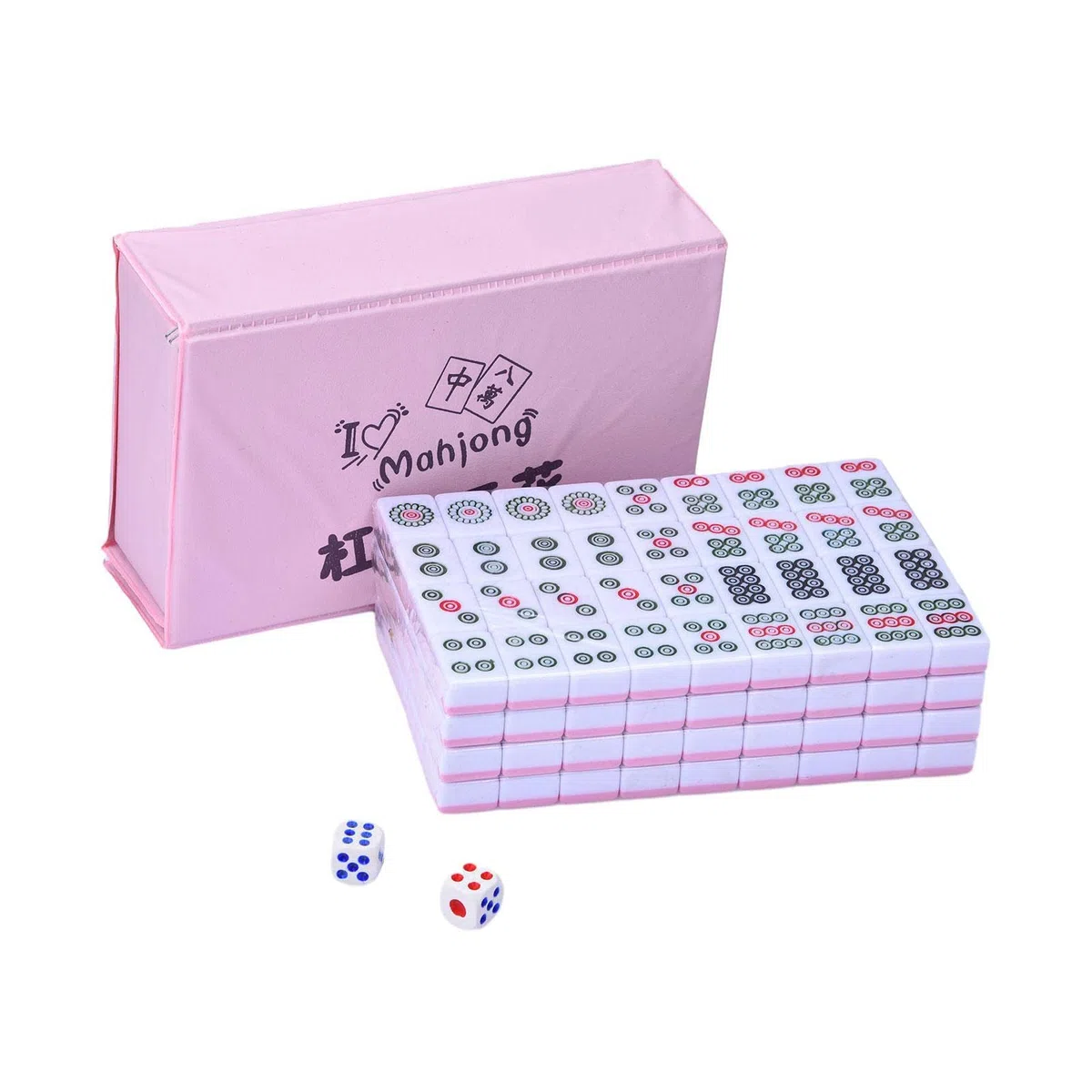 Mahjong Gioco da Tavolo, Gioco, Mahjong Bandiere, Giochi Tradizionali Cinesi Set di Giochi Mahjong, 144 Piastrelle Rosa incise, Regali in Stile Cinese per Giochi di società