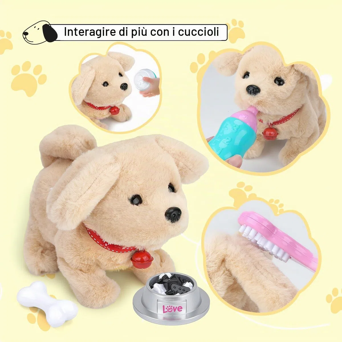 Giocattolo per cani per bambini con guinzaglio che corre e abbaia, giocattolo elettronico per animali domestici, gioco interattivo per cani con camminare, abbaiare, coda per bambini e bambine 2 3 4