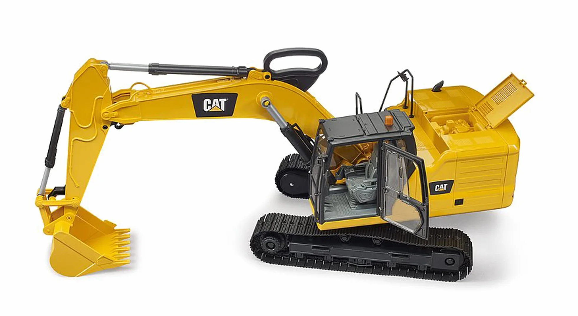 bruder 02483 - Escavatore a benna Cat, veicolo da cantiere, escavatore a benna, veicolo