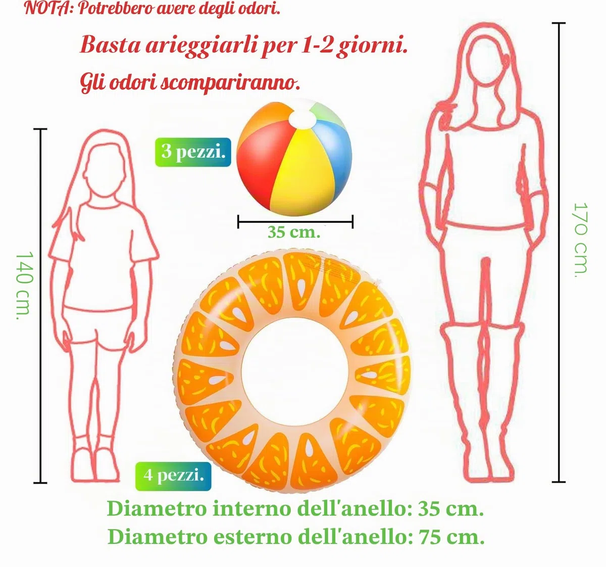 LATERN 7 Pezzi Frutta Galleggianti Gonfiabili dello Stagno, 4 Pezzi 75CM Anelli Tubi da Nuoto a Frutta con 3 Pezzi 35CM Palloni da Spiaggia - per Bambini Adulti Spiaggia Nuoto Piscina Festa