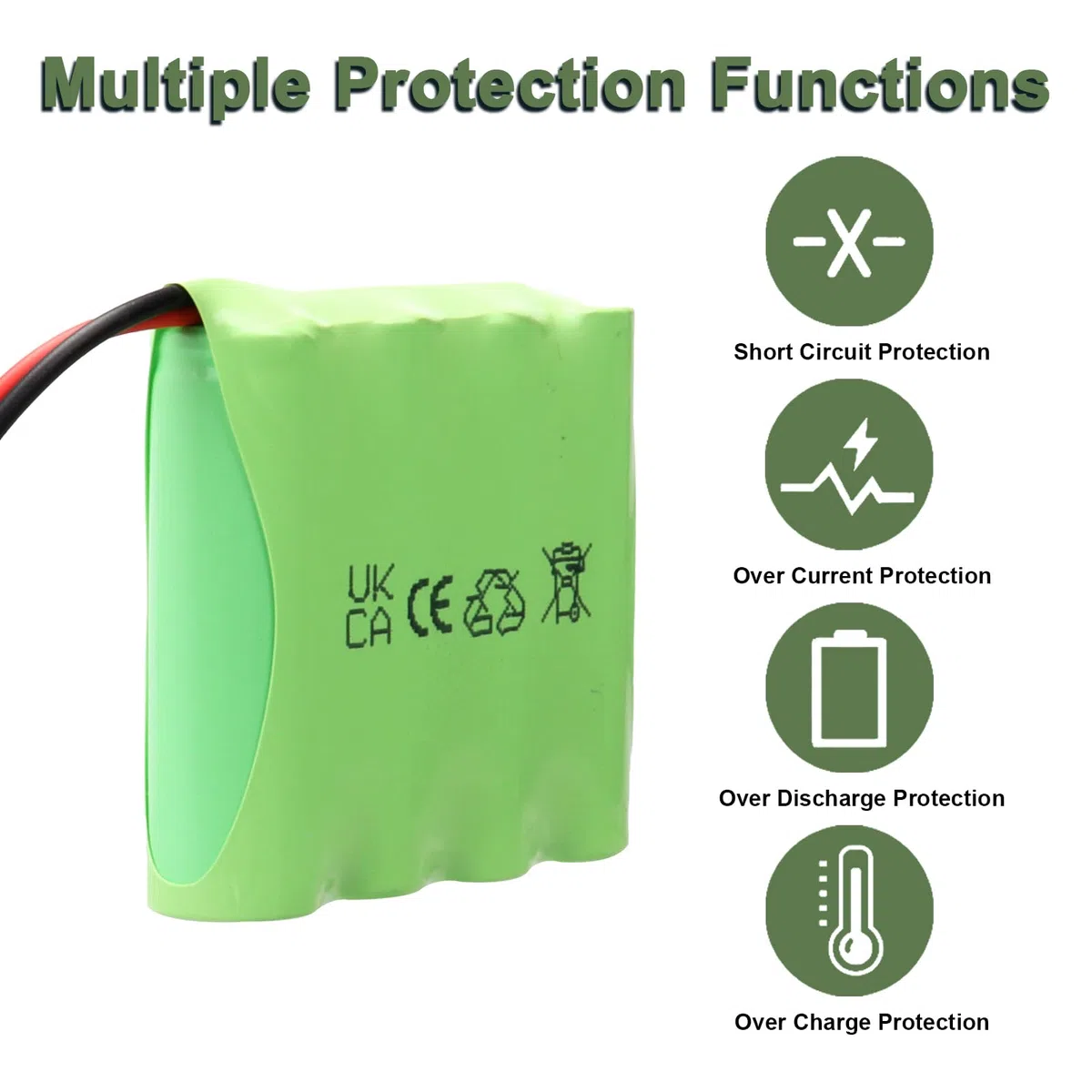 2 pezzi NiMH RC batteria ricaricabile 4,8 V 2400 mAh con connettore SM 2P, adatto per auto radiocomandate, veicoli elettrici giocattolo, camion telecomandati, utensili elettrici