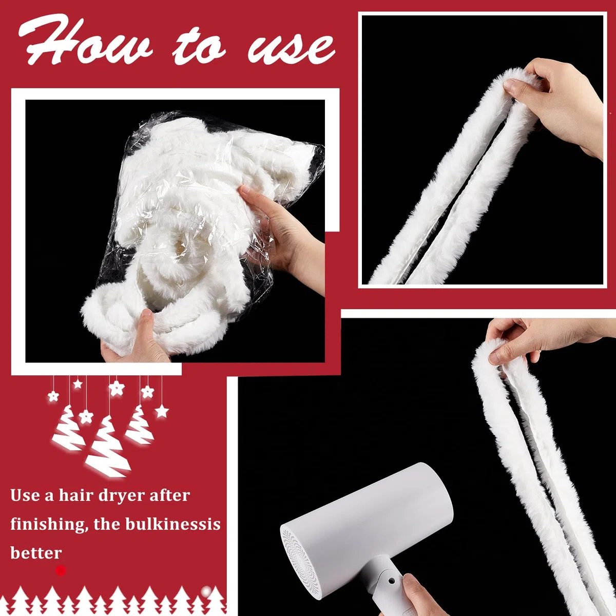 GORGECRAFT 11 Yard Boa di Piume Bianche Nastro di Pelliccia Sintetica Tessuto Rotolo Boa di Piume di Marabù Boa di Piume Natalizie per La Decorazione Dell'Albero di Natale O Ghirlande di Fiocchi