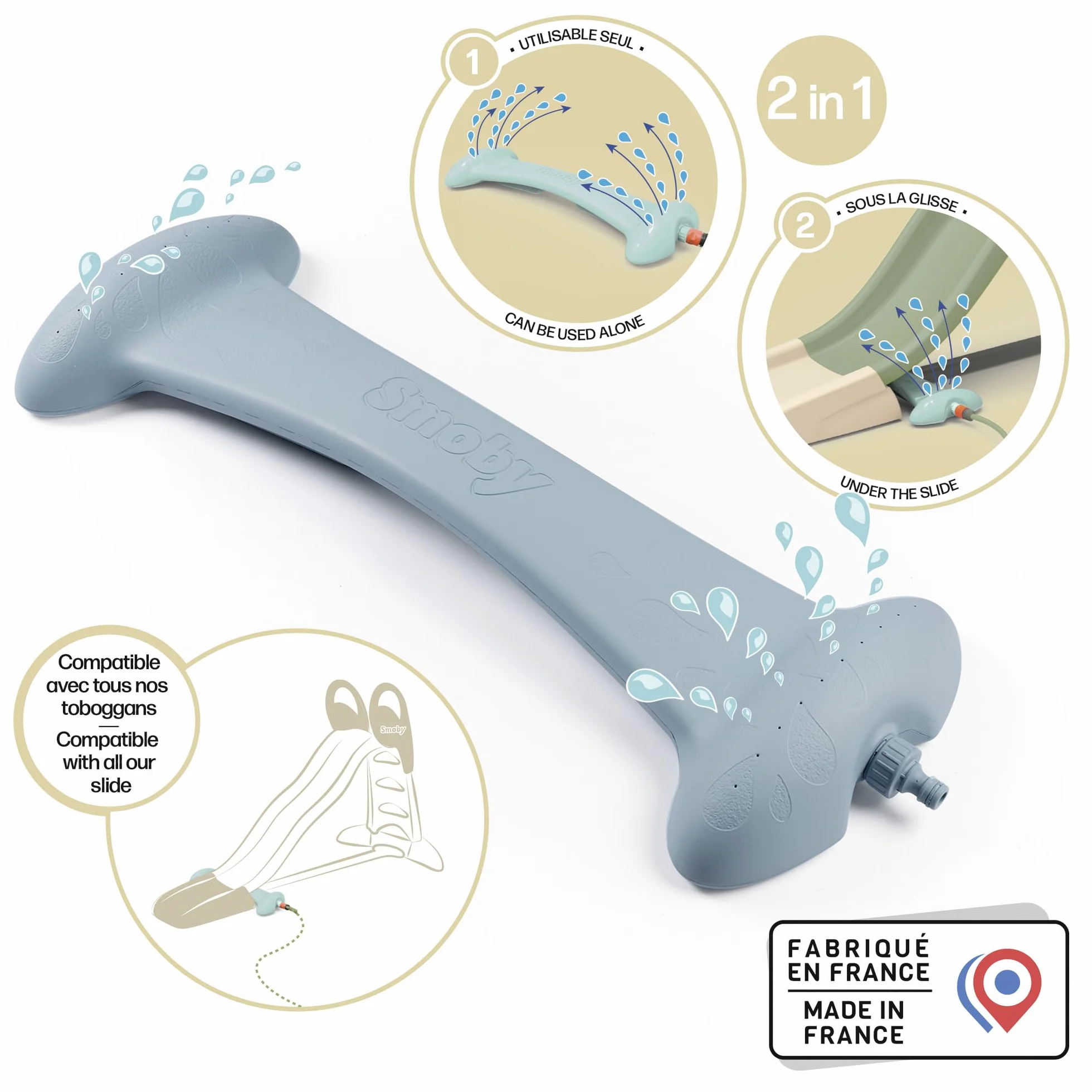 Smoby Life - Splashy Way - Gioco d'acqua - Da solo o con scivolo - Compatibile con la nostra gamma - Materiale riciclato - Dai 2 anni in su - Prodotto in Francia