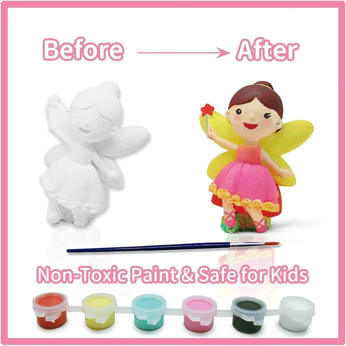 Funto Kit di pittura unicorno, set di arti e mestieri, progetto STEAM attività creativa giocattoli DIY, con 6 figurine, 6 contenitori di pittura, 1 pennello