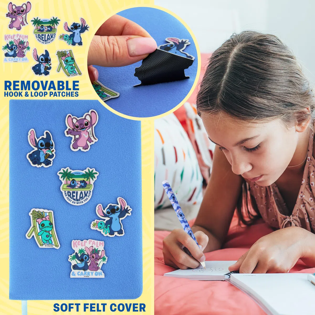 Get Trend Disney Stitch Scrapbooking Kit Bambini, DIY Giornale Set Arte con Taccuino Adesivi Penna a Sfera Segnalibro, Set Cancelleria, Regalo Bambina (Blu Stitch)