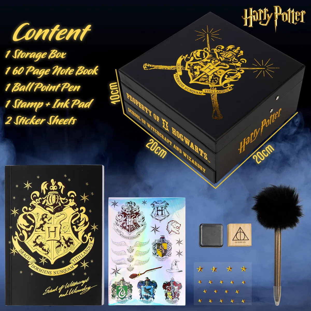 Harry Potter Scrapbooking Kit Cancelleria Kawaii Scrapbooking Accessori Adesivi Timbri Taccuino Attivita Creative per Bambini (Nero/Borgogna)