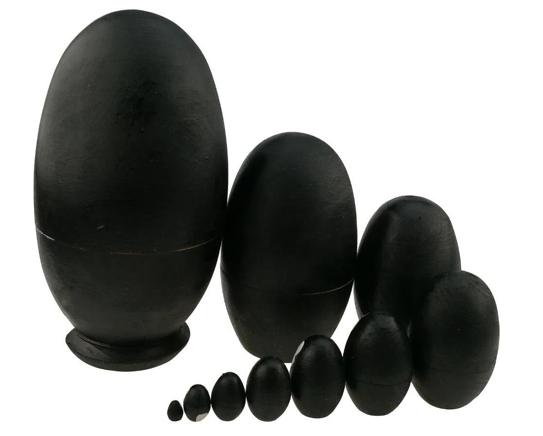 Winterworm Set di 10 bambole matrioska a forma di pinguino a forma di uovo in legno, fatte a mano, giocattolo per bambini, idea regalo