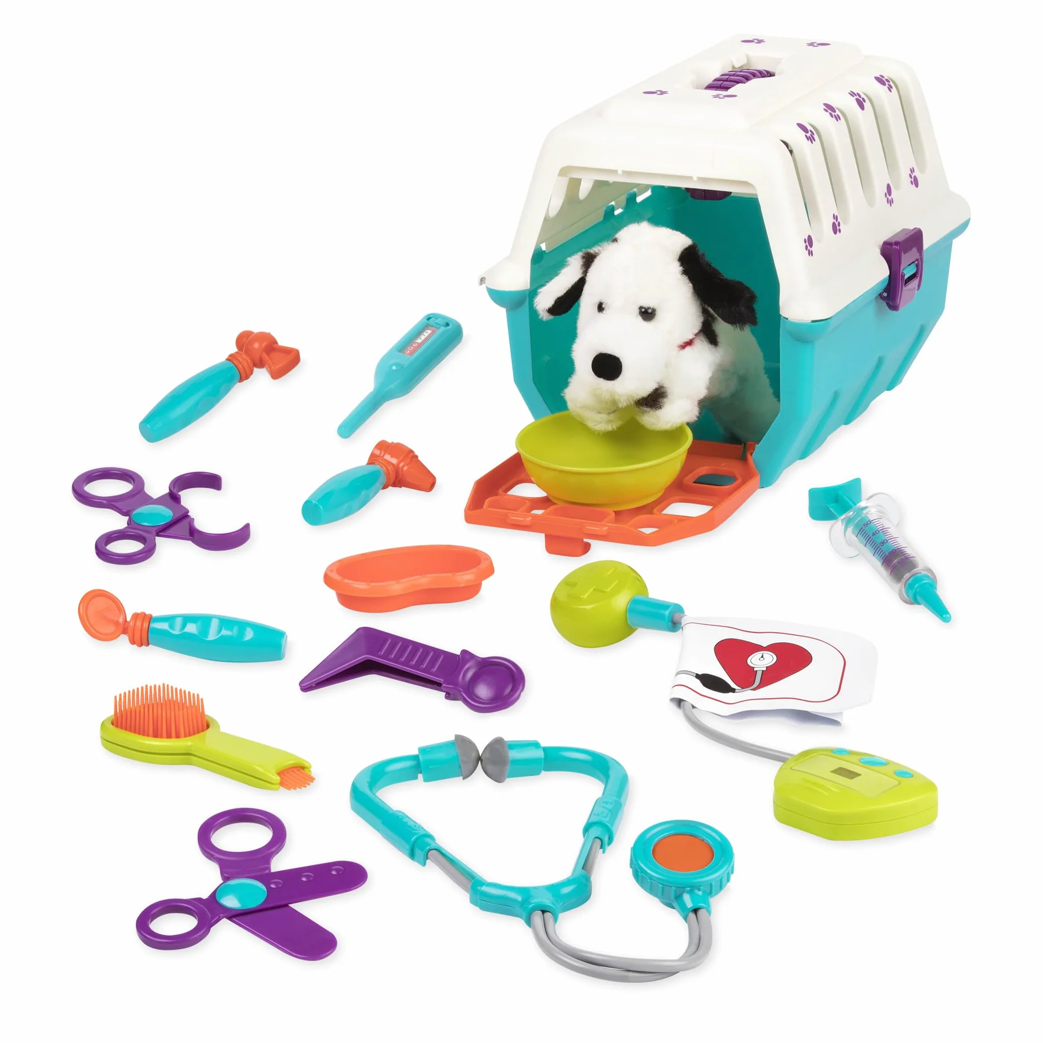 Battat - Giocattolo Veterinario per Finta - Playset per la Cura del Cane - Cucciolo di Peluche e trasportino - Set Veterinario per Bambini - 2 Anni +