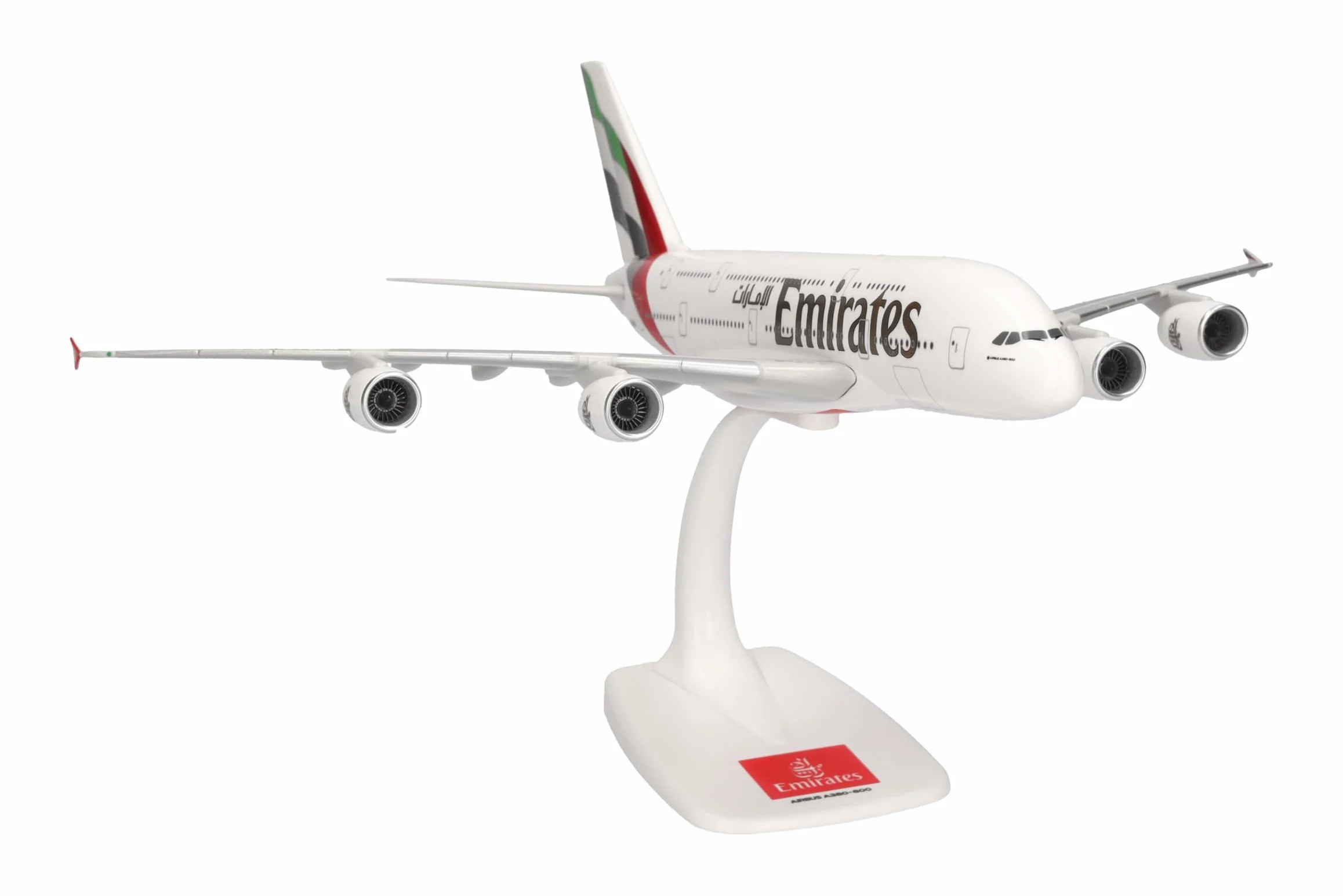Herpa modello di aereo Emirates Airbus A380, in scala 1:250 - Snap-Fit, pezzo da collezione, miniatura deco, statuetta con supporto in plastica