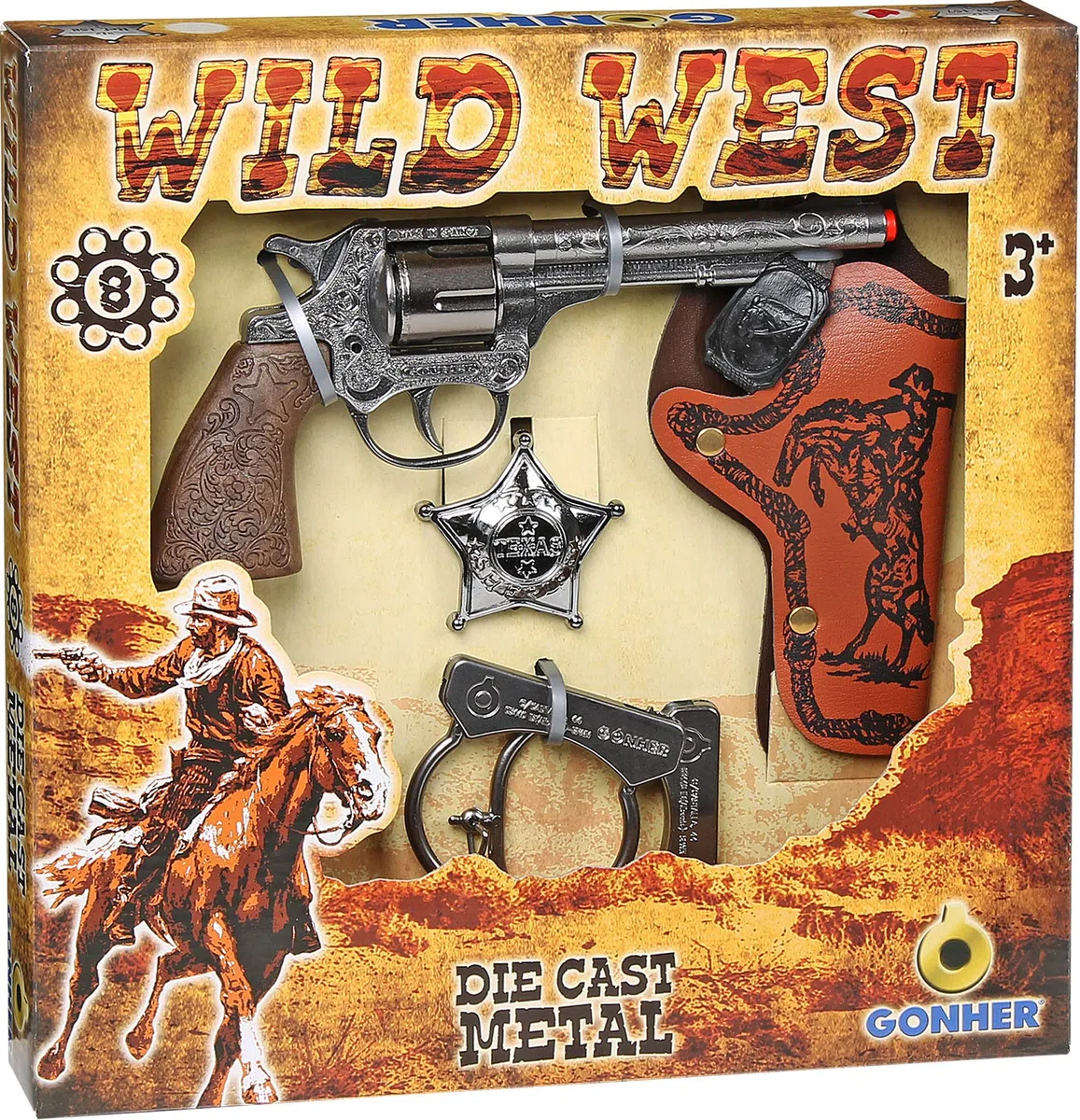 Gonher - Set da Cowboy del Selvaggio West, Revolver a 8 Colpi (157/0)