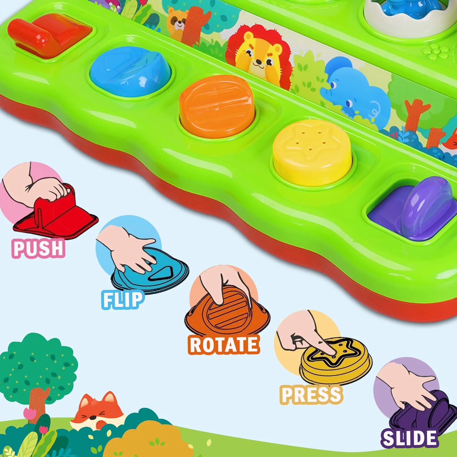 Yerloa Giochi Bambini 1 Anno Montessori – Gioco Pop-Up Educativo con Animali Suoni Luci Musica – Sviluppo Sensoriale Abilità Motorie – Regalo Compleanno Natale Bambina Bambino 1 2 3 Anni