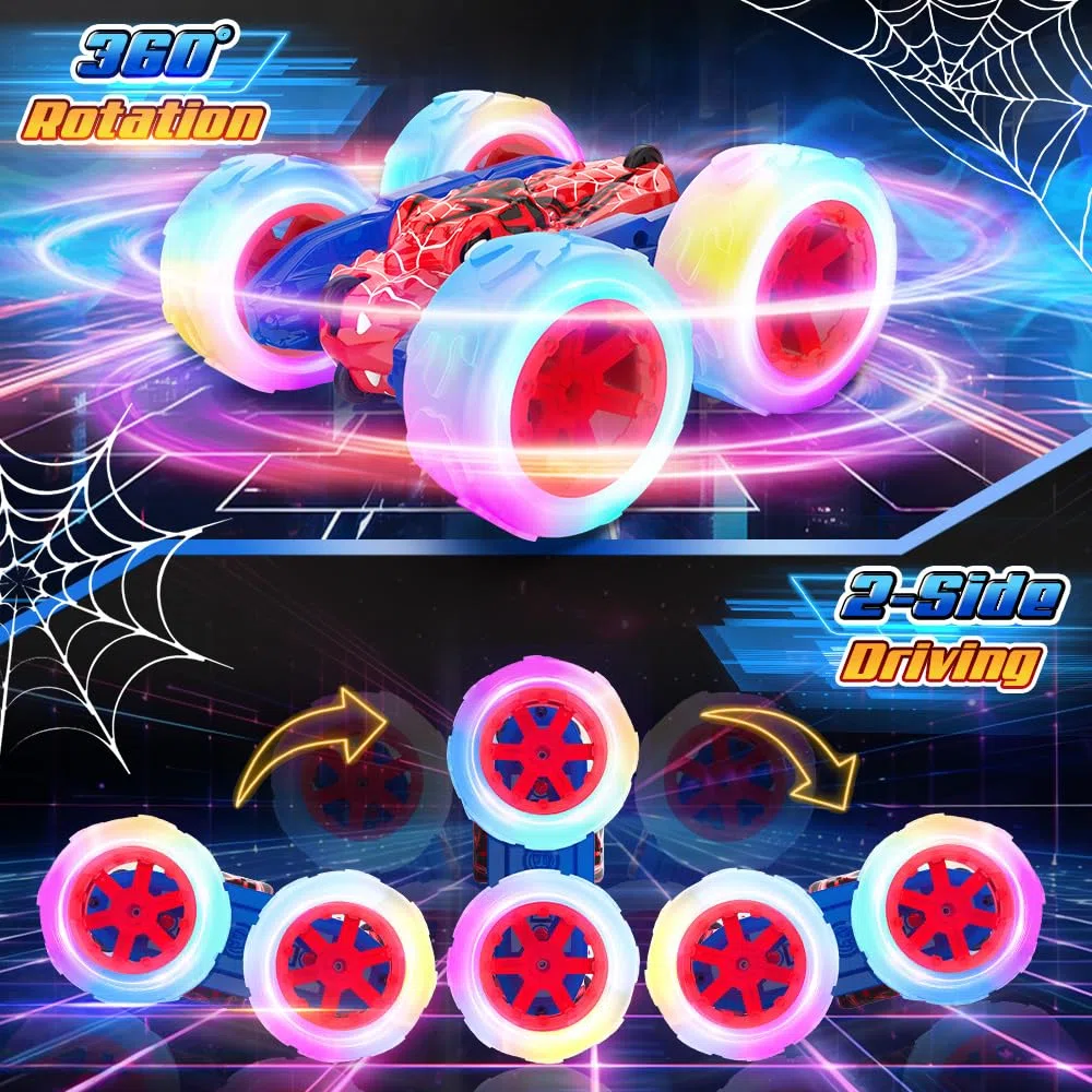 Spider Macchina Telecomandata per Bambini, 2.4GHz RC Auto Radiocomandata Acrobatica, Ricaricabile Monster Truck Giochi, Telecomandato Camion Giocattoli, Compleanno Regalo Bimbo 3 4 5 6 8 9 10 Anni