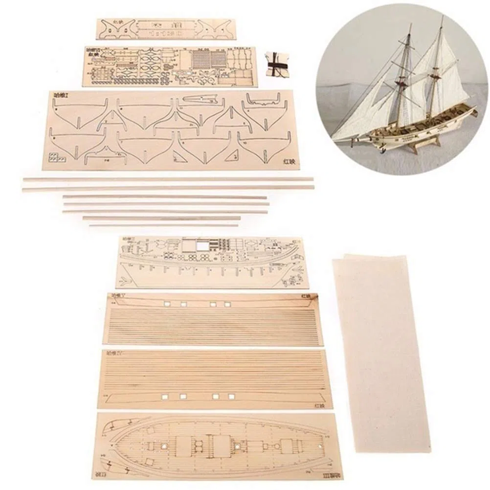 Guanan Modellino di Barca a Vela in Legno - Kit Fai da Te per Costruire Nave, Decorazione - Modello di Legno (400 x 150 x 270 mm)