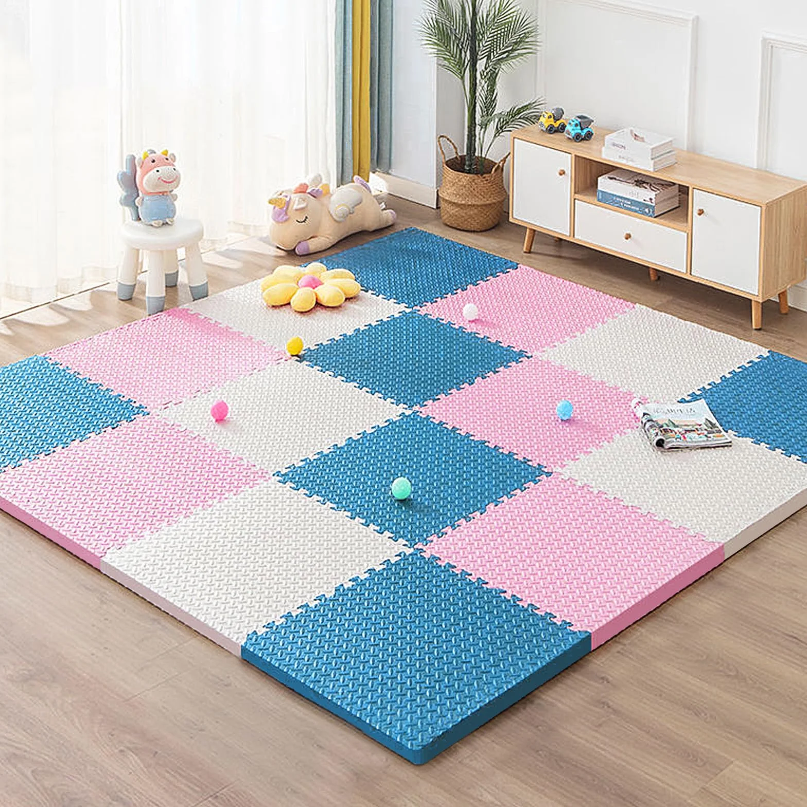 Tappeto Puzzle 16 Pezzi per Bambini in Schiuma EVA - Tappetino da Gioco Impermeabile, Antiscivolo, Morbido 30x30x1 cm