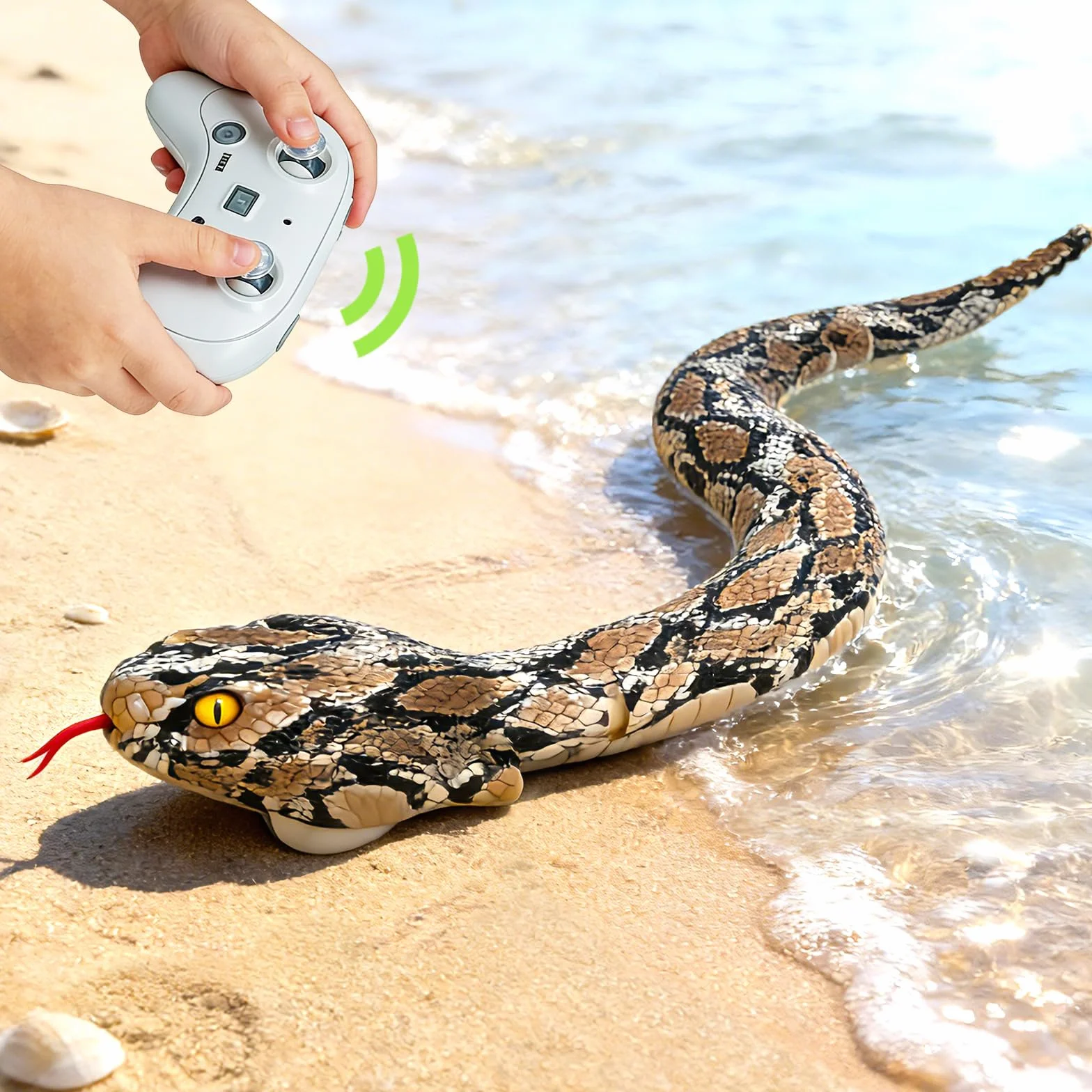 HILKKET Serpente telecomandato, serpente pitone RC da 64 cm per terra e in acqua a 5 km/h, giocattolo impermeabile per piscina
