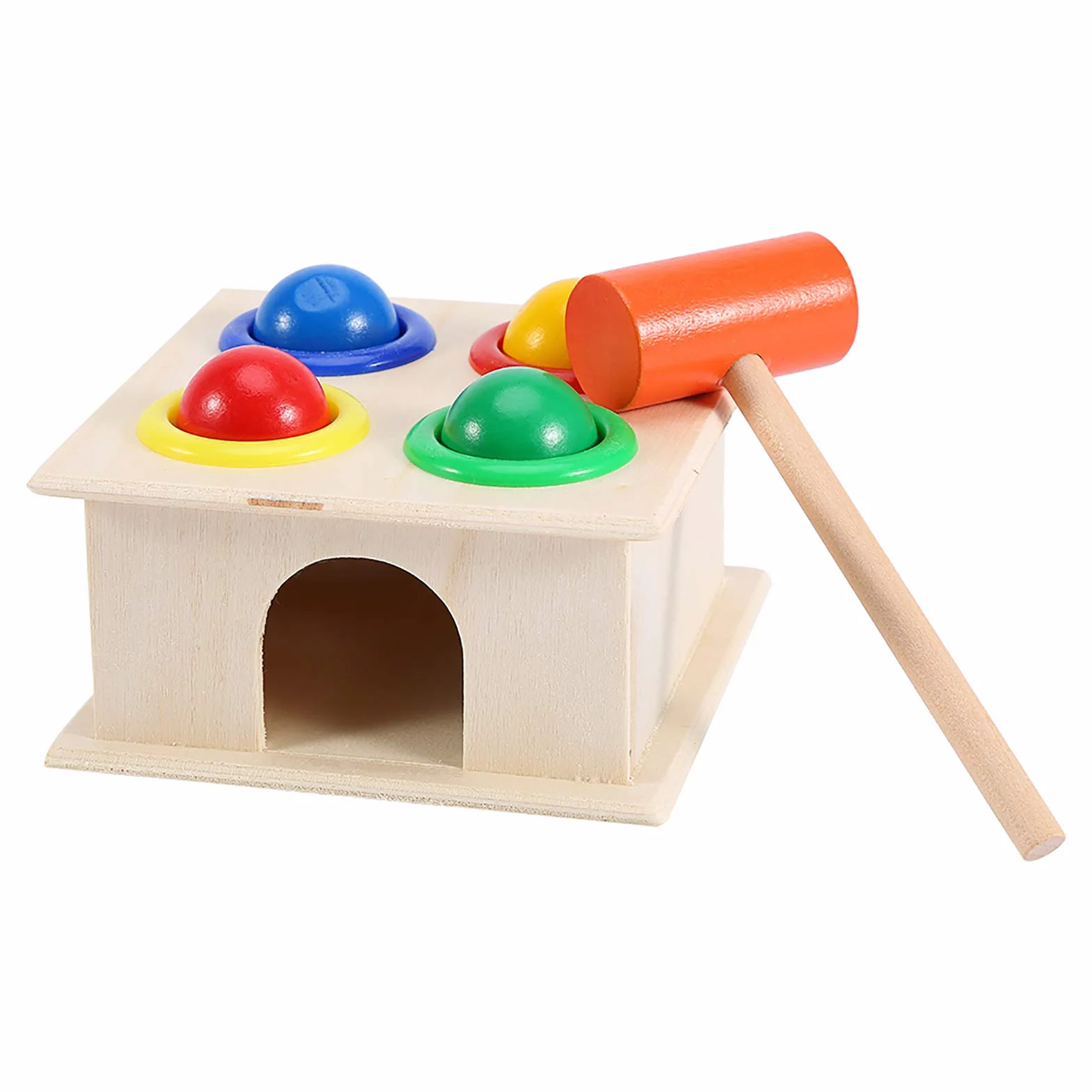 Tnfeeon Martello Giocattolo in Legno E Set di 4 Sfere, Bambini Martellare Gioco Ragazzi Imparare Il Giocattolo Educativo Spingendo Il di Natale