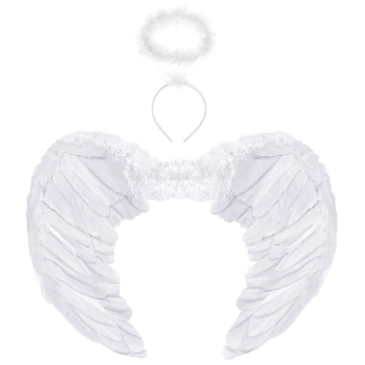 Set con ali d'angelo + fascia d'angelo | ali d'angelo | fascia d'angelo | ali di cupido | ali di piume | Cristo bambino come accessorio per costume da donna Halloween | carnevale | festa a tema