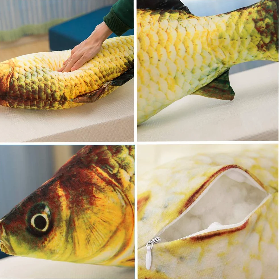XICHEN 3D Cuscino Gigante Morbido a Forma di Pesce Cuscino in Peluche Carpa Cuscino Imbottito Giocattolo per Arredamento Domestico Regalo per Bambini in Peluche Animale Imbottito (78cm/31pollici)