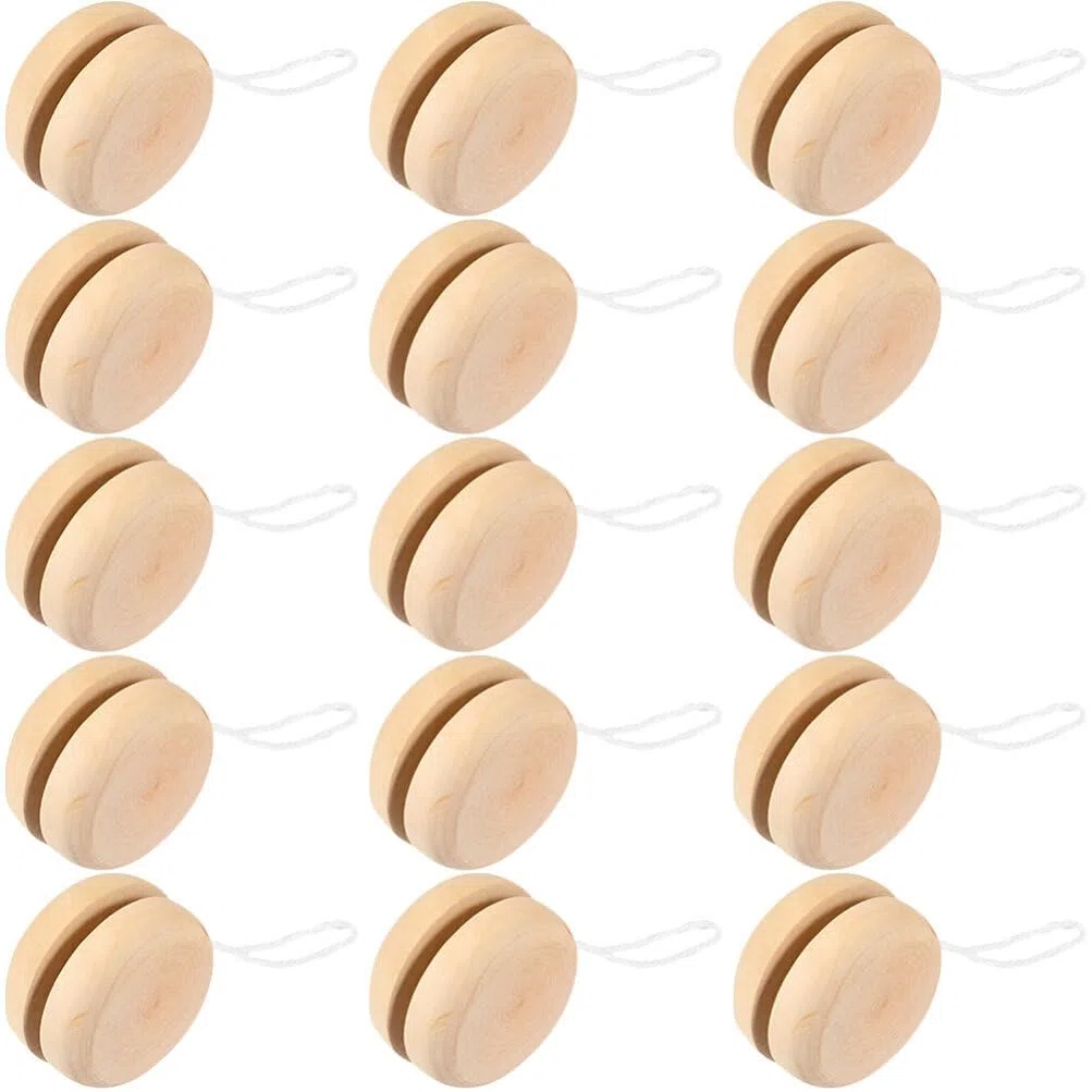 TOYANDONA 15 Pezzi Palla Reattiva di Controllo Incompiuto Mini Rotondo Fai da te Bambino Piccoli Giocattoli in Legno Yoyo per Bambini Principianti Pittura su Legno Arte Compleanno Natale Halloween