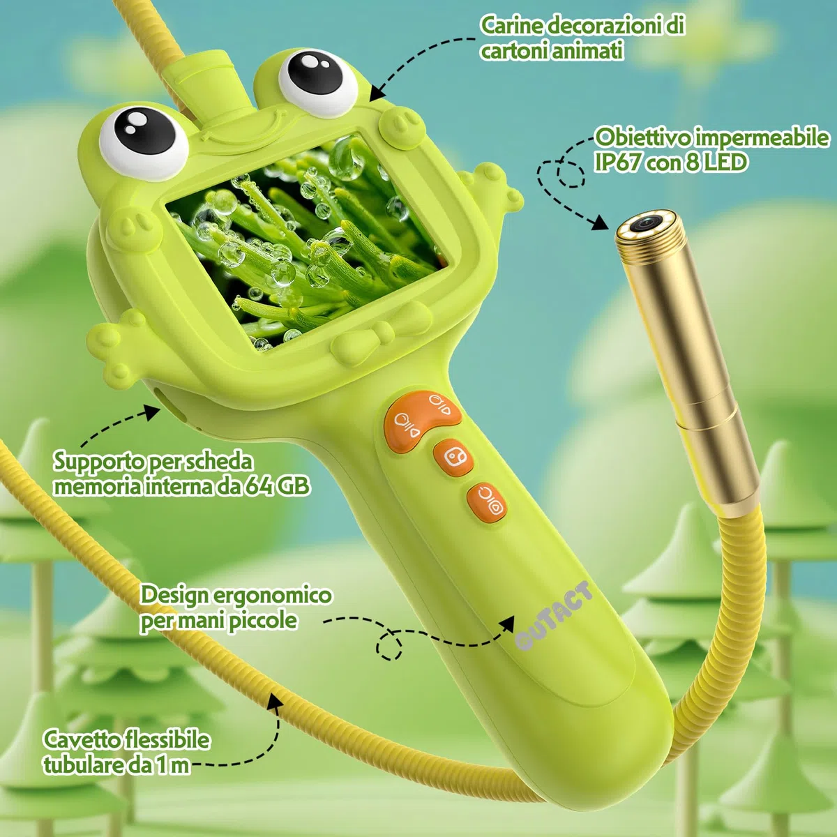 Endoscopio per Bambini,Impermeabile IP67 con 8 LED,giocattoli educativi per Ragazzi e Ragazze 4-12 Anni,Giocattoli per Esplorazione All'aperto,Regalo di Compleanno di Natale