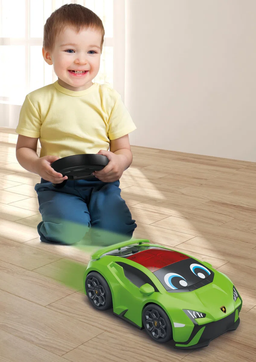 Clementoni - 17845 - My First Lamborghini Huracán Tecnica - Baby Rc Car - Modello Macchinina Telecomandata in Scala, Parlante Ed Interattiva, Bambini dai 2 Anni (in Italiano, Batterie Auto Incluse)