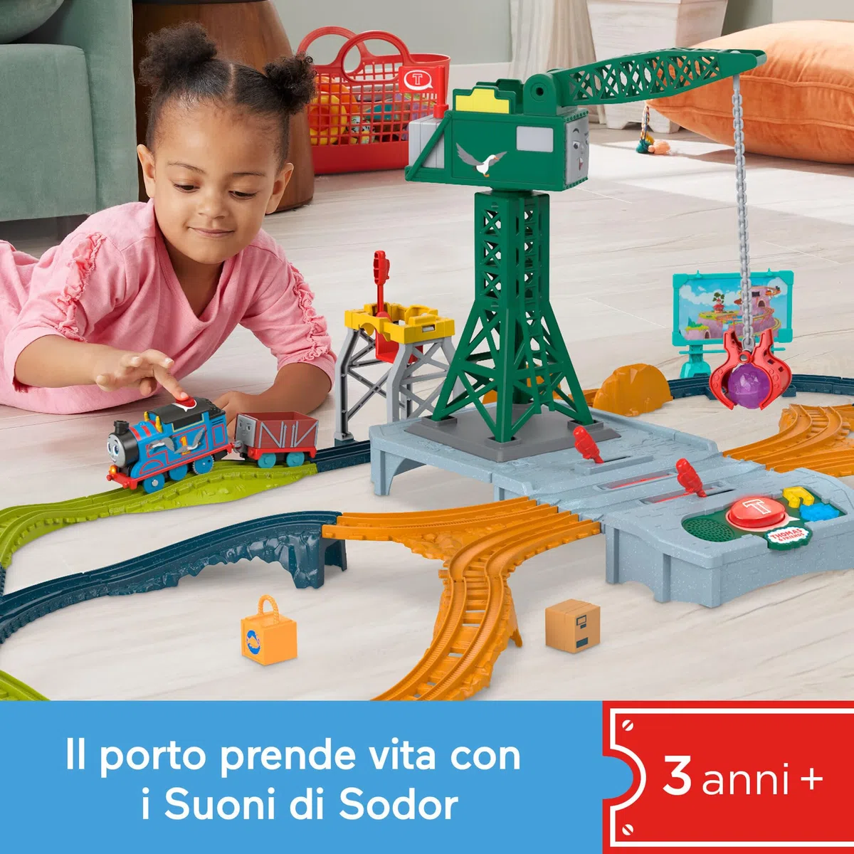 Il Trenino Thomas - I Suoni di Sodor Cranky Delivery, set con tre personaggi della serie, pista con suoni e trenini motorizzati a pile, giocattolo per bambini, 3+ anni, HXG13