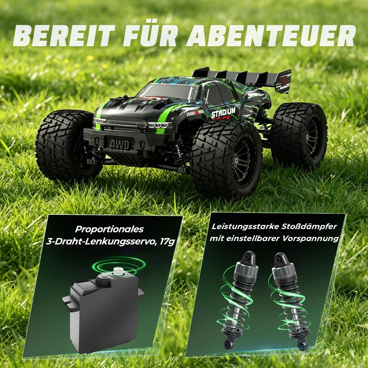 HAIBOXING Auto telecomandata 2,4 GHz 1:18 proporzionale 4WD 36+ km/h Hobby Offroad Monster RC Truck, impermeabile RC Truggy RTR giocattolo fuoristrada