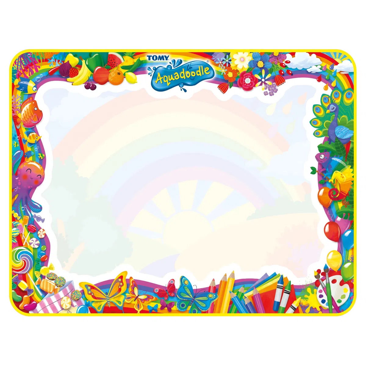 Aquadoodle Super Rainbow Deluxe Large Water Doodle Mat, Official TOMY No Mess Colouring & Drawing Game, Suitable for Toddlers and Children From 18 Months