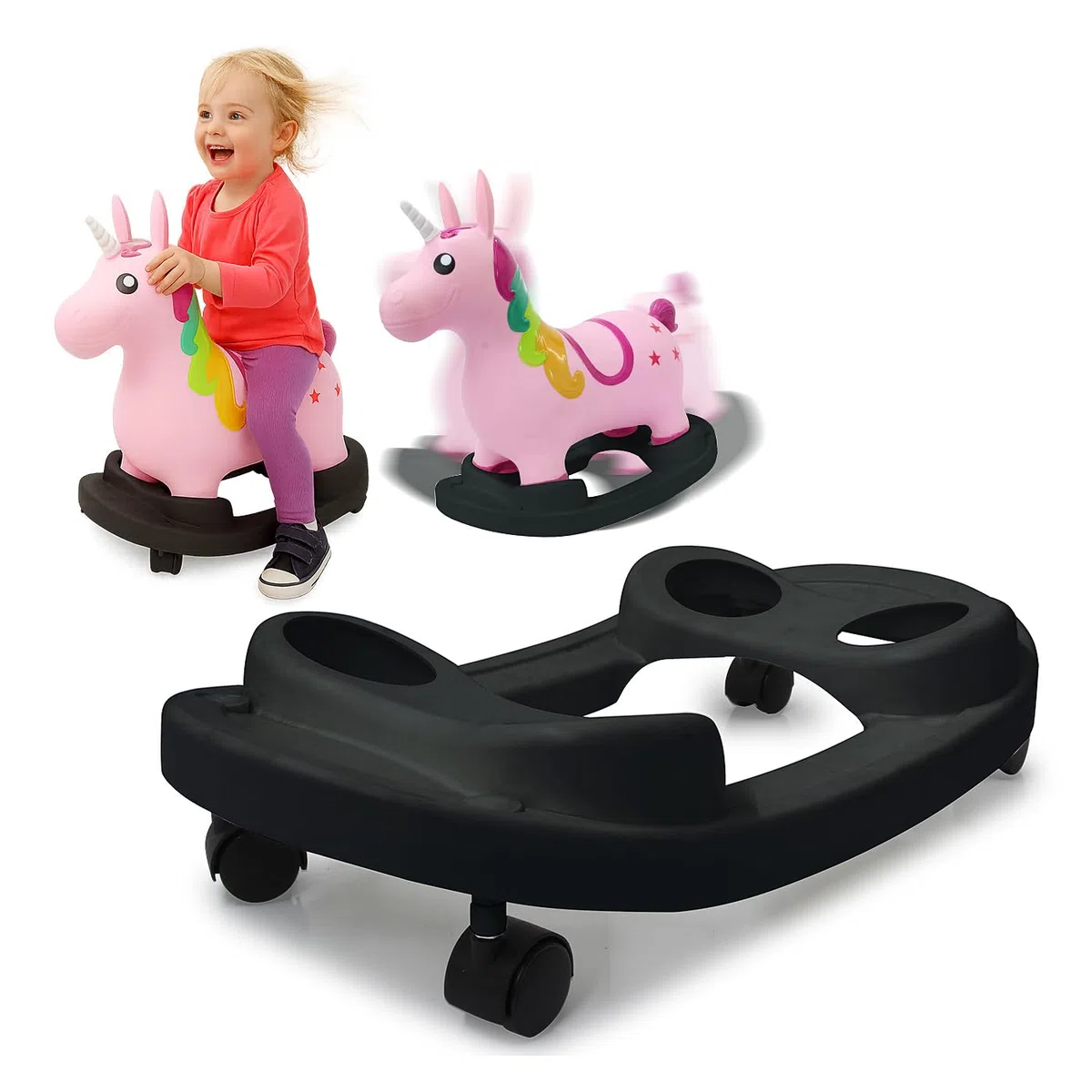 Jamara 460332 - Mobil Board 2in1 per Animali Salterini – Funzione a dondolo, Movimento su ruote, In plastica robusta e resistente, Compatibile con Salterini Jamara