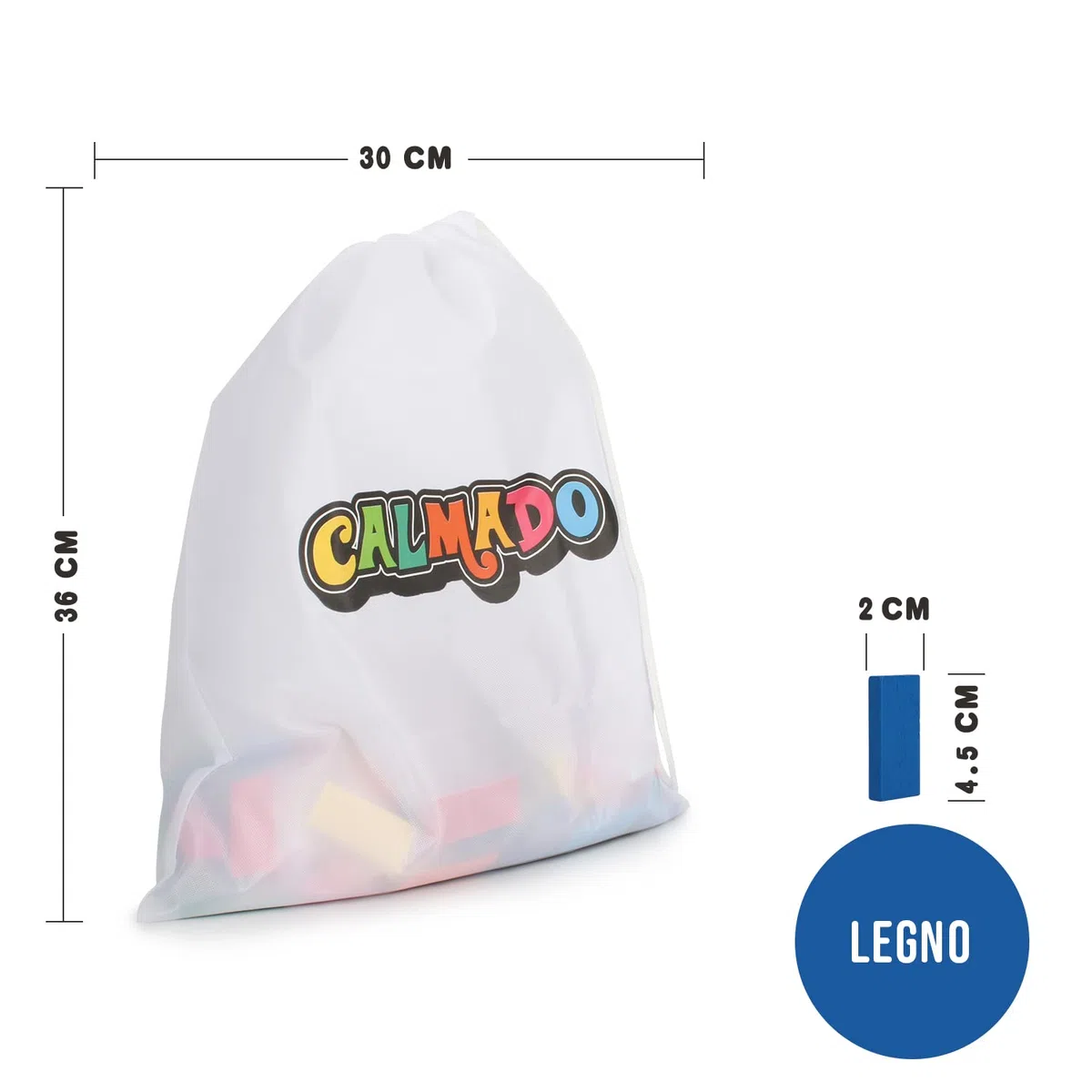 Calmado - Domino in Legno 370 Pezzi – Set Domino Rally per Bambini e Famiglia – Tessere Colorate per Costruire e Giocare – Edizione Party XXL con Borsa, Istruzioni e Accessori