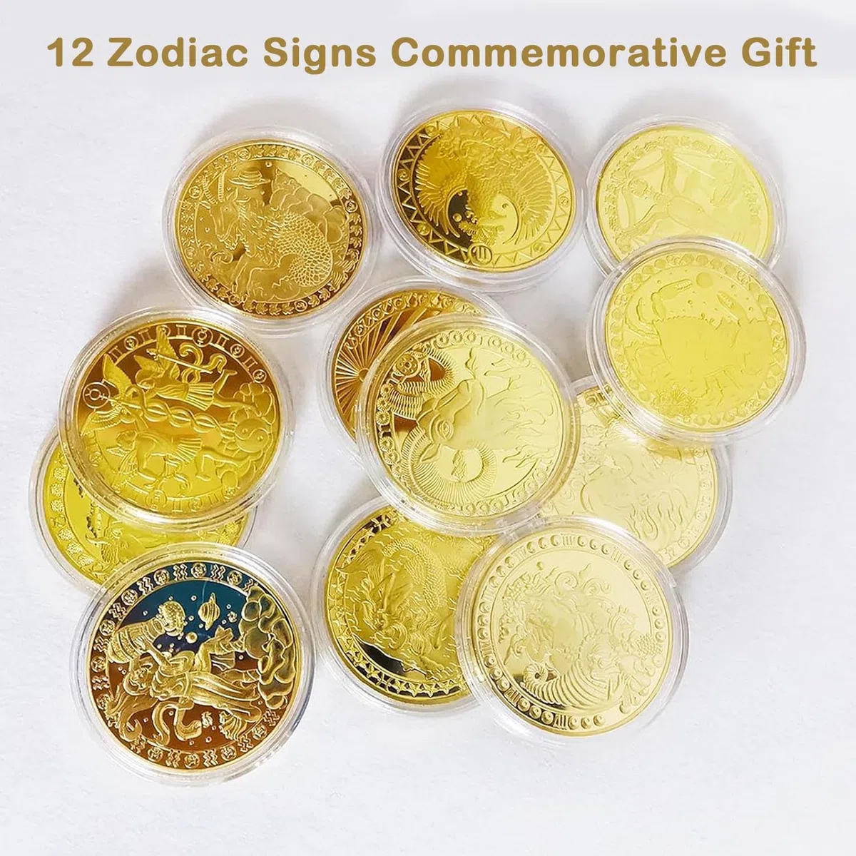 12 Costellazioni Collezione d'Arte di Monete Commemorative,Monete Adatte per Regali Oroscopo, Monete Fata Dei Denti, Regalo Fatina Dei Denti, Monete Commemorative per Le Costellazioni