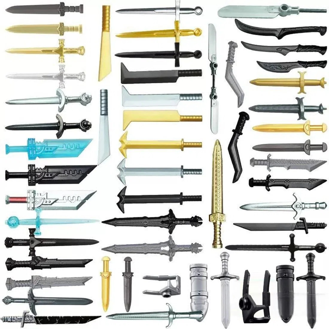 Armi medievali - Set di 50 pezzi di accessori per armi, tra cui spade e rapier per mini soldati, perfetto per modelli medievali