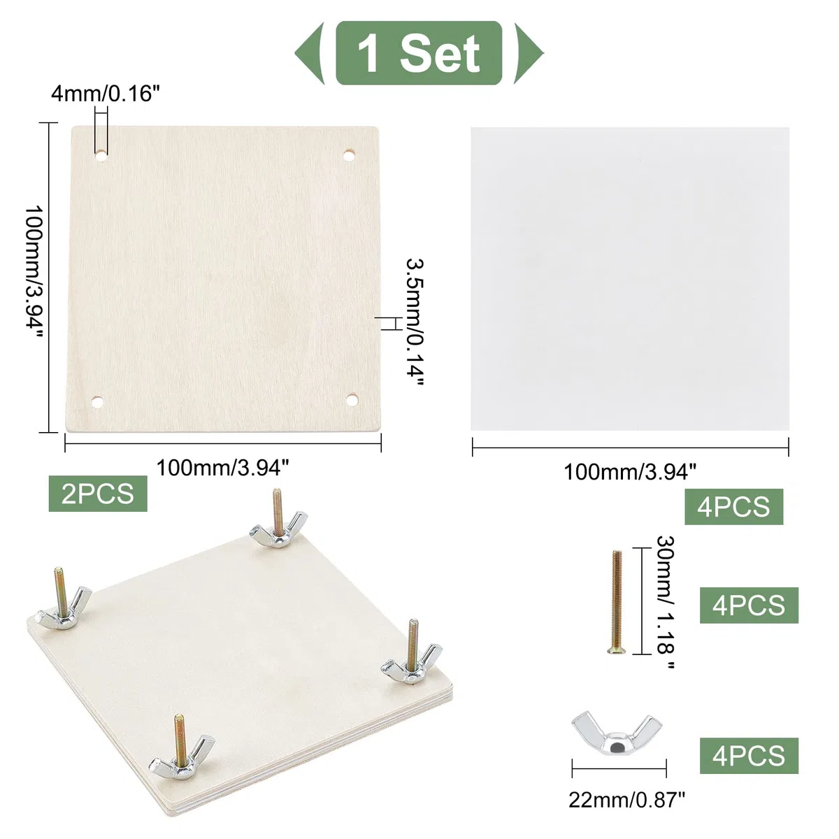 AHANDMAKER Pressa Kit per Fiori In Legno, Set per La Conservazione di Piante e Foglie Da 4x4 pollice per La Produzione di Campioni, Kit Pressa per Fiori Secchi Attività Educativa Fai-Da-Te
