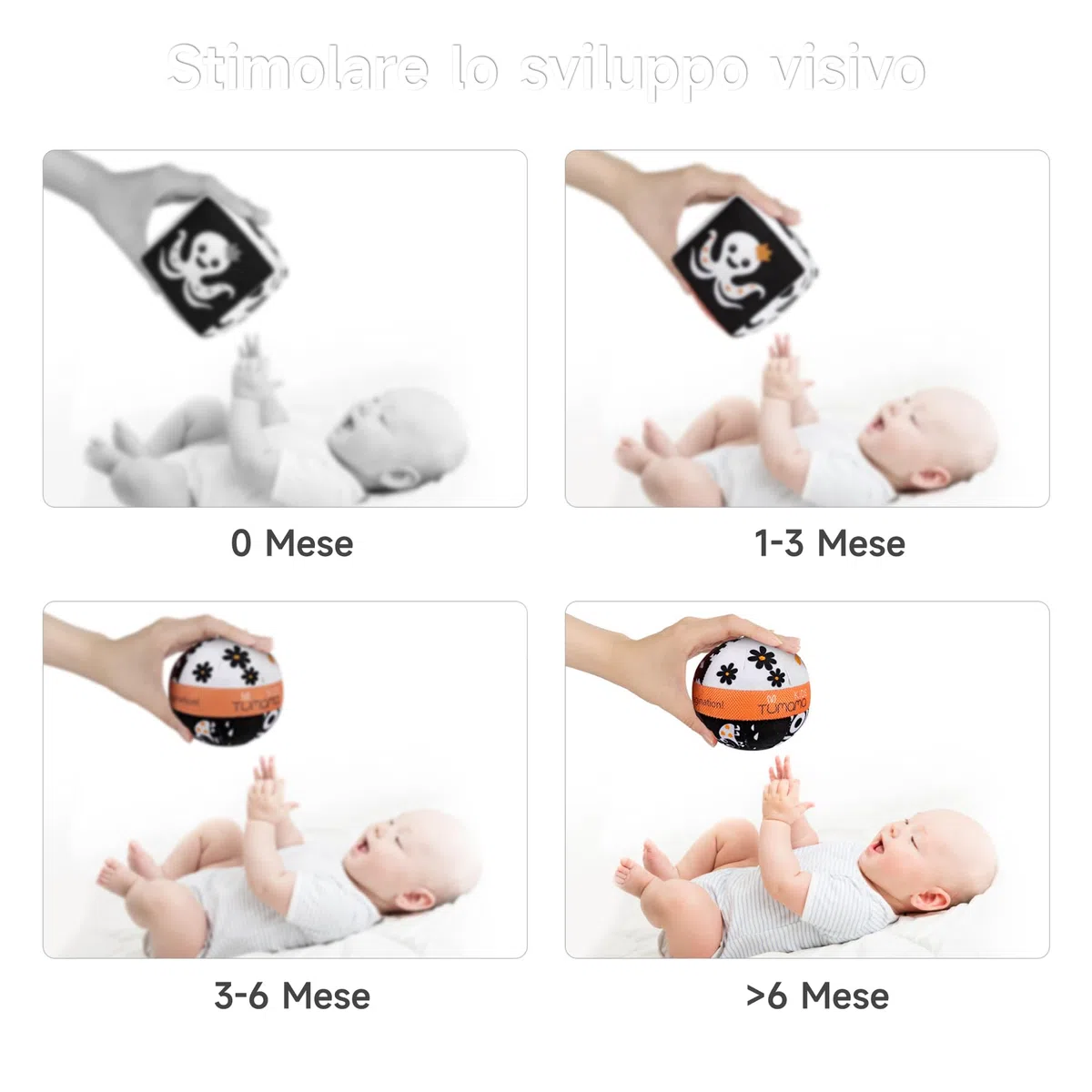 Set di giocattoli per bambini, con forme ad alto contrasto, giocattolo per passeggino bianco e nero, per seggiolino auto, sonagli in peluche per bambini da 0, 3, 6, 9 a 12 mesi, neonati, neonati e