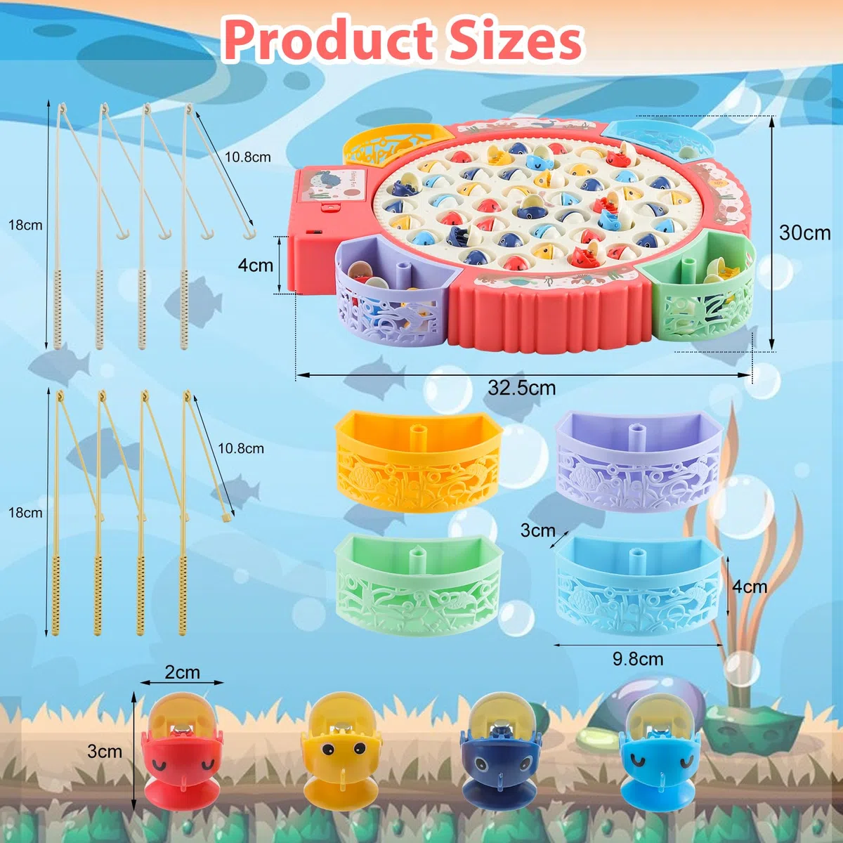 Gioco Musicale di Pesca, Gioco di Pesca Originale con 55 Pesciolini e 8 Canna da Pesca, Gioco di Pesca Magnetica Giocattolo Educativo e Stimolante, Regali di Compleanno per Bambine 3-6 Anni