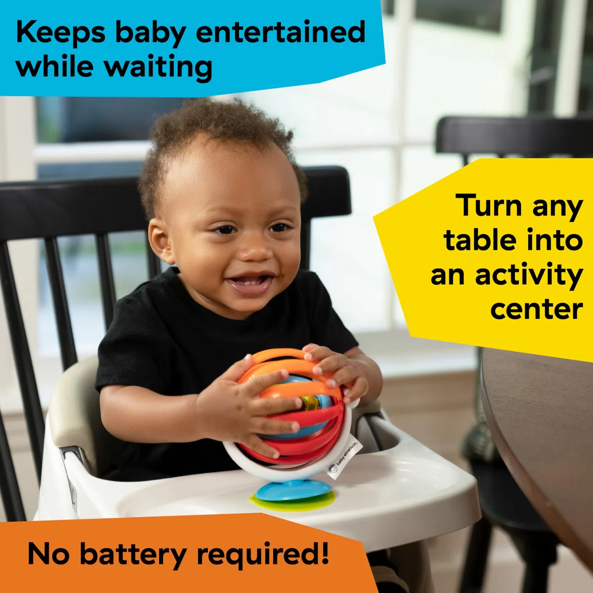 Baby Einstein, Sticky Spinner Giocattolo di attività per seggiolone Senza BPA, età 3 Mesi+