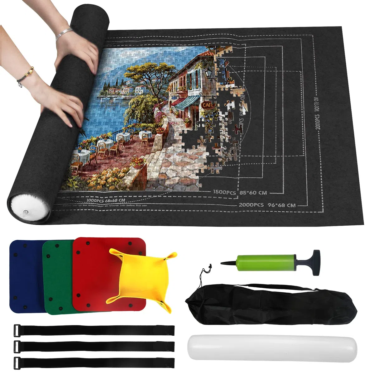 Zaloife Puzzle Mat 2000 Pezzi, Rotolo Puzzle, Accessori Puzzle, Tappetino Puzzle in Feltro, Puzzle Roll Up, Puzzles Saver, Puzzle Pad, Tappeto Puzzle Portatile, Base Puzzle Nero