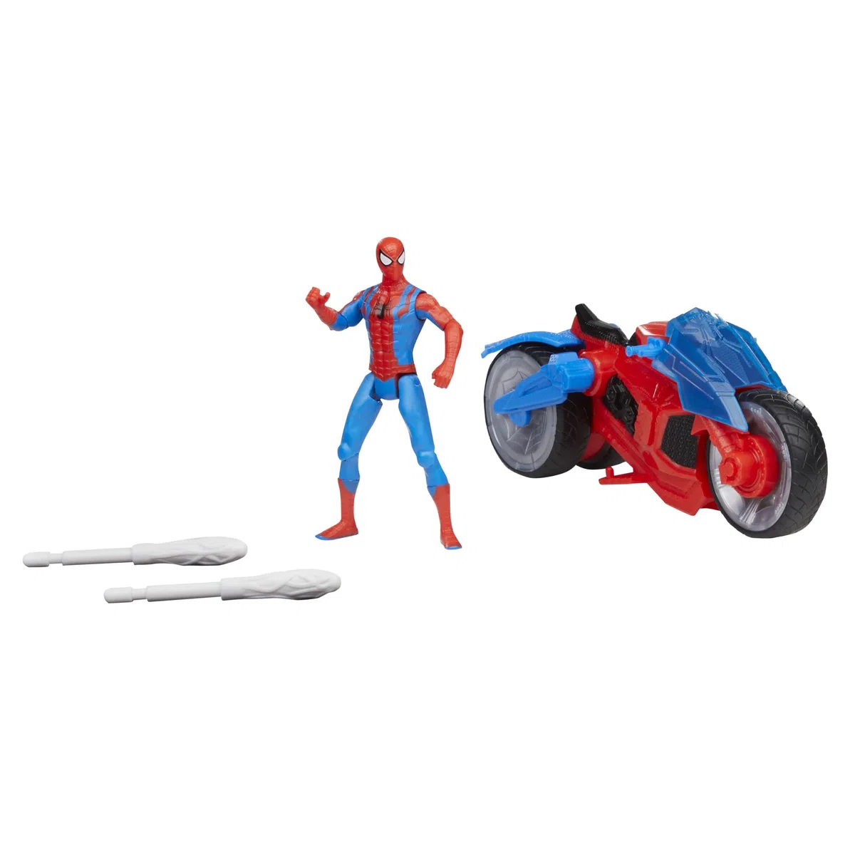 Spider-Man Hasbro Marvel, Motocicletta Spara-Ragnatele, set con action figure da 10 cm e 2 colpi di ragnatela